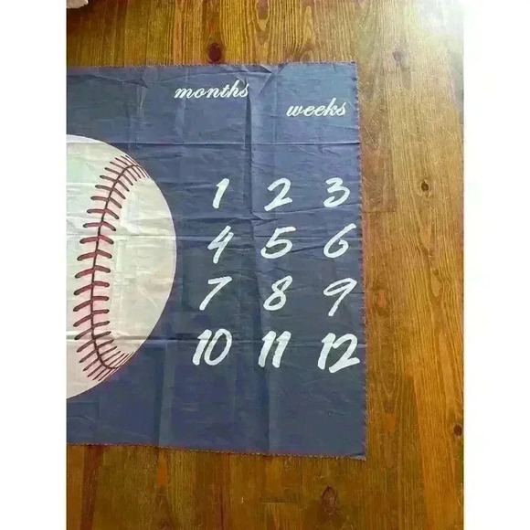 Baseball Themed Infant Newborn Milestone Blanket, Weeks & Milestones - Picture 4 of 5